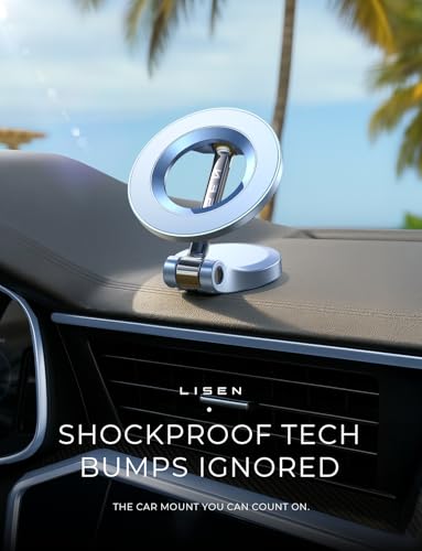 LISEN for iPhone MagSafe Car Mount [24 Strong Magnets] 360 Degrees Ultra Magnetic Phone Holder for Car Dashboard, Universal Car Phone Mount Magsafe Accessories for iPhone17 Pro Max Air 16 15 14, Blue - color: Sky Blue, size: Driver Setup