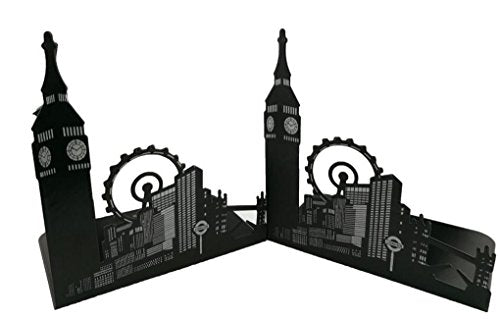 Famous Landmark of Europe and America Iron Metal Decorative Bookends Book End Book Organizer for Library School Office Home Deck Study Gift (Big Ben and London Eye) - color: London Big Ben