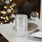 WGVI Hurricane Candle Holder Sleeve, W: 4", Ht: 6", Silver Speckled Glass Cylinder Open Both Ends, Chimney Tube Shade, 1 Piece - size: 4x6"H
