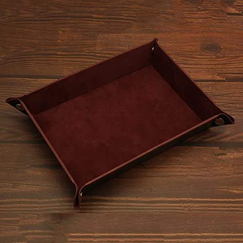 Valet Organizer - Catchall Tray for Jewelry, Wallets, Watches, Keys, Coins, Phones, Glasses - Perfect for Nightstand, Desk, Entryway - color: Brown 1