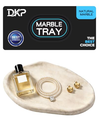 Marble Decorative Tray, 10x7 inch Natural Marble Catchall Tray for Vanity Luxe Cloud Shape Stone Serving Tray Holder for Perfume, Jewelry, Keys & Candle Bathroom & Dresser Home Decor