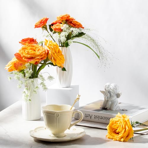 Small White Ceramic Vase Set of 10 - Mini Bud Vases for Flowers and Pampas Grass, Boho Centerpieces for Home and Party Decor, White Vases Home Decor, Ceramic Vase Set for Weddings - color: White-10pcs