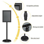 Relx Sign Holder Stand 8.5x11 inch - Adjustable Floor Standing Sign Holder - Signage Stand with Snap-Open Frame Display for Malls,Schools,Restaurants - color: black