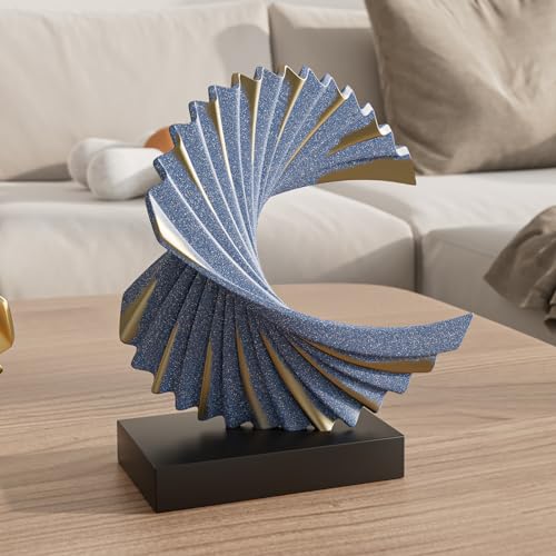 Ocean Wave Sculpture Modern Funky Decor Wave Sea Ornament, Resin Statue Home Decor Abstract Statues Office Desk Decor Shelf Decor Accents for Men(Dark Blue) - color: Blue, size: Wave Statue