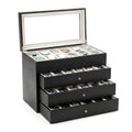 Bey-Berk Custom Personalized Watch Box Organizer - 48 Slot Luxury Solid Wood Designer Display, Large Watch Slots - color: Black