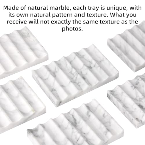 Luxury Marble Soap Dish Tray,Rectangle Stone Marble Soap Tray,Self Draining Soap Holder for Bathroom, Kitchen (Carrara White) - color: Carrara White