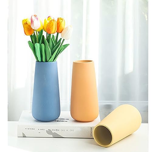 Yellow Ceramic Vase, 7.7" H, Minimalist Modern Home Decoration, Matte Design for Fireplace Bedroom Kitchen Living Room Centerpieces Office Desk, Fit for Holding Dried Flowers, Fresh Flowers - color: Yellow
