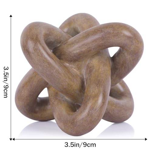DOVDOV Wood-Toned Knot Sculpture, Triple-Knot Statue, Wood-Toned Home Decor, Ideal for accenting Rustic-Style Coffee Tables, Living Room TV Stands, Dining Tables, and entryway Shelving. - color: Wood
