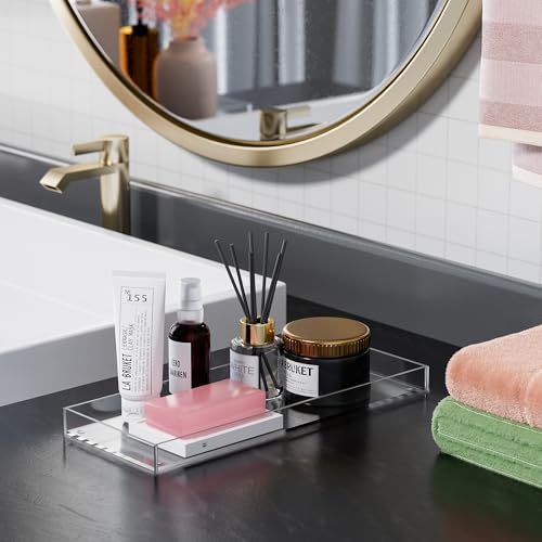 Serving Tray 5x10 Inch Decorative Serving Trays Small Acrylic Serving Platter Clear Appetizer Tray Small Utility Organizer for Keys, Jewelry, Nightstand & Desk, 1 Pack - size: 10" x 5" x 1"