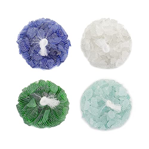 CYS EXCEL Frosted Blue Green Clear Mix Sea Glass (4 LBS, Approx. 6 Cups) | Multiple Color Choices Crushed Glass Vase Filler | Aquarium Nautical Decor for Art Crafts - color: Frosted Blue Green Clear Mix, size: 4 LBS