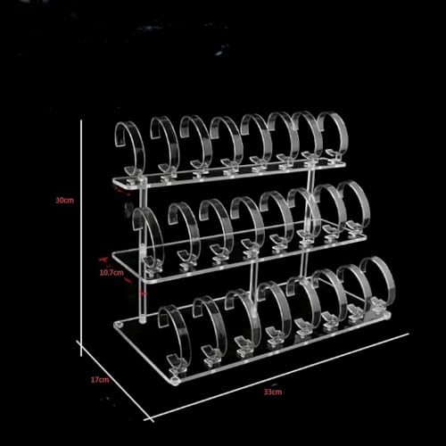 3-Tier Watch Display Stand Organizer, 24 Piece Jewelry Holder Rack Watch Display Holder Watch Display Rack -Clear Acrylic