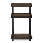 Furinno JUST Side Table, 3-Tier End Table, Open Shelves Night Stand, Bedside Table, Toolless Assembly, for Living Room, Bedroom, Bathroom, Columbia Walnut - color: Columbia Walnut/Black, size: 3-Tier, Round Pole, style: 1-Pack
