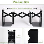 2PCS Heavy Duty Metal Bookends, Adjustable Book Organizer for Shelves & Desk with Non-Slip Pads, 3 Compartments, Extends up to 19 inches, Office & Home Use (Black)