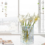 Aoderun Glass Vase Crystal Vase Heavy Duty Large Flower Vase for Dining Table Kitchen Office Home Shelf Wedding Living Room Centerpieces(Iridescent Clear) - color: Iridescent Clear