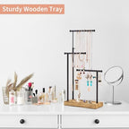 SRIWATANA Jewelry Organizer Stand, Extra Tall Necklace Holder Jewelry Holder, Gift Idea (Carbonized Black & Black) - color: carbonized black and black