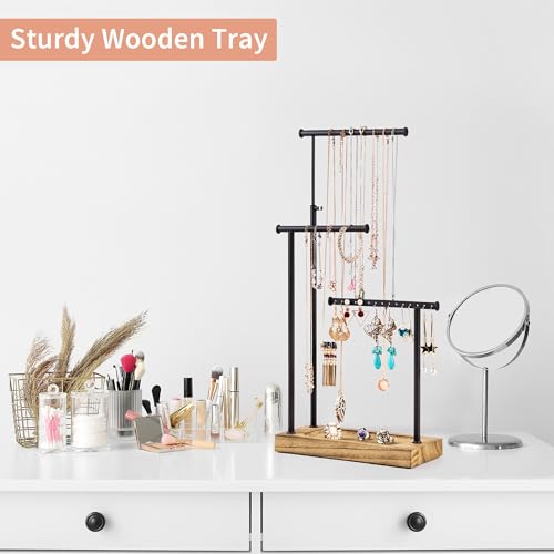 SRIWATANA Jewelry Organizer Stand, Extra Tall Necklace Holder Jewelry Holder, Gift Idea (Carbonized Black & Black) - color: carbonized black and black