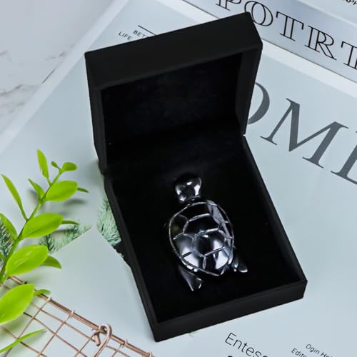 Artistone 2" Gemstone Sea Turtle Figurine, Hand Carved Natural Crystal Healing Animal Hawksbill Sculpture Paperweight Home Office Decor (Black Obsidian) - color: Black Obsidian