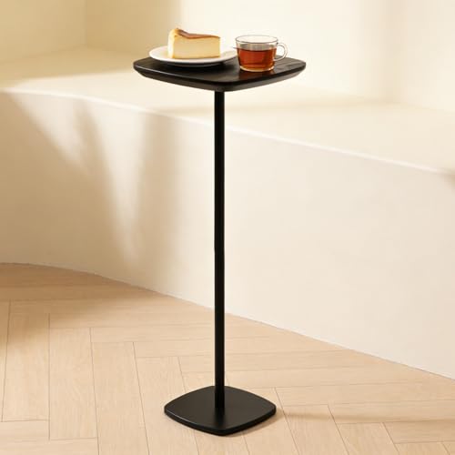 Pedestal Side Table, Small Drink Tables Pedestal Stand, Black Square Mini End Table, Cocktail Martini Coffee Tables, Tiny Side Table for Living Room,Small Spaces,Sofa,Couch - color: Black