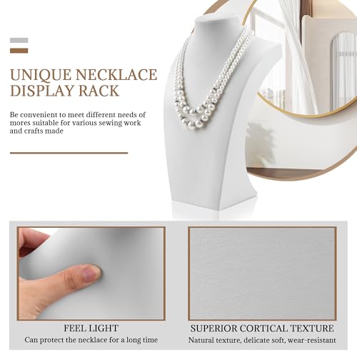 Homeanda Necklace Display Bust - PU Leather Jewelry Bust Stand for Photography, Boutique Display, and Home Organisation(White-13.4"x8.2") - color: White, size: 13.4"x8.2"