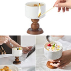 Marble Wood Candlestick Holders, Natural Stone Candle Holder Decorative Candle Stands for Home Decor Wedding, Dinning, Party, Table Centerpieces