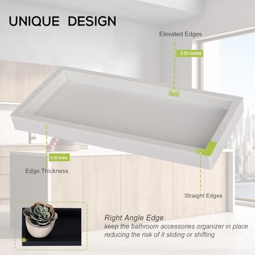 Bathroom Tray, Small Vanity Tray Silicone Soap Dish Sponge Holder Kitchen Sink Organizer Bathroom Accessories for Countertop, Toilet, Shower - Greyish White - color: Grayish White, size: 7.9" x 4.0"