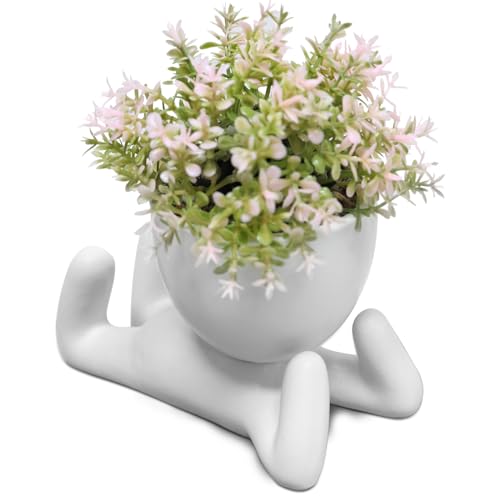 Zerzsy Desk Decorations for Women Office Small Office Desk Decor - Decorative Plants - Bathroom Shelf Decor Accent Women Cute Cubicle Accessories - Set of 1 - color: White-c