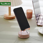 Marble Phone Stand with Metal Holder, Charging Available While Using, Swipe Up to Unlock, Made of Natural Marble as Business Card Holder for Office Desk (Rose Pink + Rose Gold) - color: Rose Pink + Rose Gold