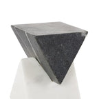 Deco 79 Marble Geometric Decorative Sculpture Stacked Pyramid Home Decor Statue with White Diamond Center, Accent Figurine 4" x 4" x 10", White - size: 4" x 4" x 10"