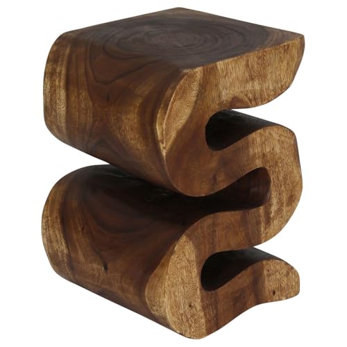 Haussmann Wood Big Wave Verve Accent Snake Table 14 x 14 x 20 in H Walnut Oil - color: Walnut, size: Medium