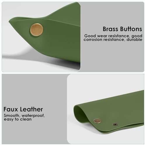 2 Pack (Size:9.84"&7.87") PU Leather Jewelry Valet Tray,Portable Entryway Table Nightstand Desk Tray Catchall Travel Plate Organizer for Phone, Keys, Wallet, Watch,Coin (Avocado Green) - color: Avocado Green