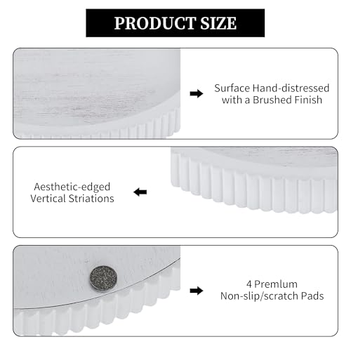 Hanobe Decorative Tray for Coffee Table: White Round Trays for Living Room Ottoman Centerpiece Home Decor 12" Modern Farmhouse Topper Dining Kitchen Island Tabletop Display - color: White