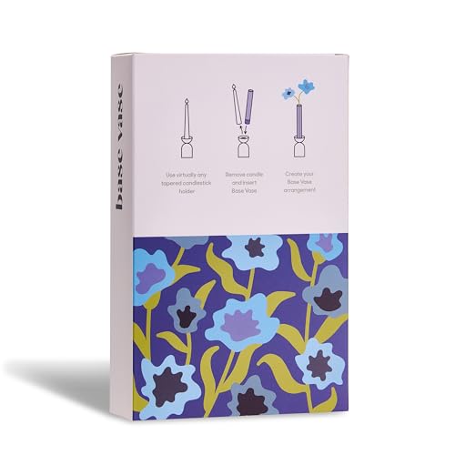 Base Vase (3-Pack) - The Bud Vase that Fits in Taper Candle Holders | Create Floral Arrangements for Tablescapes, Centerpieces, Weddings and Home Decor (Blue) - color: Blue