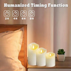 Rechargeable Flameless Candle, Flashing LED Pillar Real Wax Candle with Remote Control and Timer,Decorative Electronic Candles, 1 Set of 3 - color: White-Droplet 3Pcs