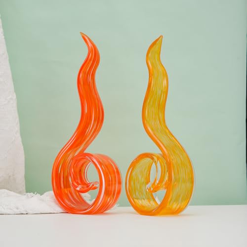 11.4" Tall Hand-Blown Glass Sculpture Murano-Style Sculpture Art Ornament Statue Figurines Home Decor Accent Piece Coastal Ocean Nautical Home Decor,Shelf,TV Stand,Tabletop Centerpieces,Wonderful Gift - color: Red