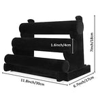 LuiceABC Bracelet Display Stand, 3 Tiers Black Velvet Soft T Bar Bracelet Holder Jewelry Watch Tower Organizer