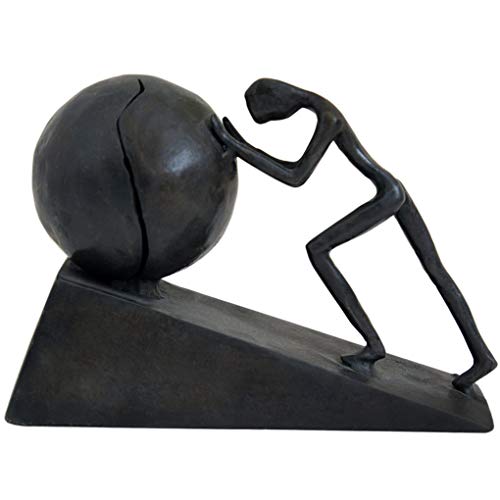 Briskfeel Man with Sphere Iron Statue Metal Sisyphus Sculpture Sportsman Art Metal Ornament Figurine Home and Office Decor (B2 Strong) - color: B2 Strong