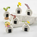 6 PCS Cute Handmade Ceramic Mini Vases - Japanese Onigiri Rice Ball Design for Dried Flowers and Small Stems, Adorable Mini Table Decor, Unique Japanese Craft Gift