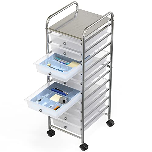 Simple Houseware Drawer Organizer Tray with 9 Adjustable Compartments, Blue - color: Blue, size: 1 Pack