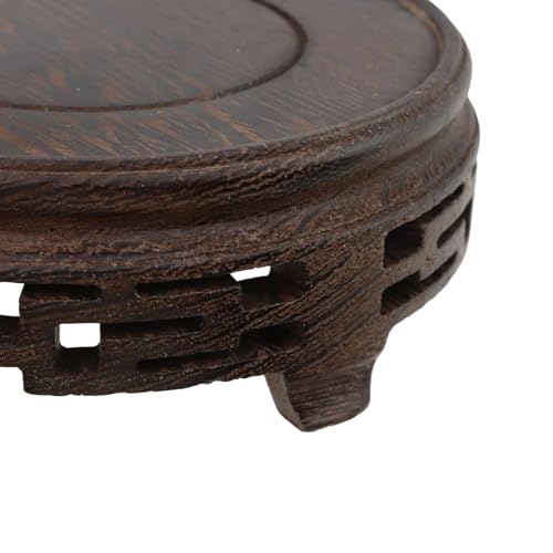 Wooden Display Stand Base 4.13" x 4.13" Wood Carved Craft Pedestal Traditional Wooden Base Oriental Antique Display Riser Round Pedestal Stands for Vase Crystal Ball Teapot Stone Flower Pot - size: Round, 4.13" x 4.13"
