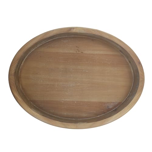 Carah & Cossh Oval Wooden Tray, Modern Decorative Tray 16''x12'', Oval Farmhouse Rustic Serving Tray, Table Centre Tray, Perfect for Storage and Display (Brown) - color: Brown