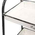 Creative Co-Op Heavily Distressed White 3-Tier Metal Tray with Black Frame & Rim - color: White