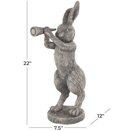 Deco 79 Polystone Rabbit Textured Sculpture with Telescope, 8" x 12" x 22", Gray - size: 8" x 12" x 22"