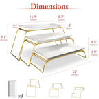 Extra Large 3-Tier Melamine Serving Tray Set and Cupcake Stand for Party Events, 17" Platters with Tiered Stand, Holds 63 Cupcakes, Food, Dessert, and Fruit, 24K Gold-Plated - color: Gold, size: 17" x 8.7"