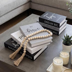Menkxi 6 Aesthetic Decorative Books Set with Tassel Wood Bead Motivational Table Decor Encouragement Faux Book with Inspirational Design for Home Coffee Table Modern Decoration Photo Storage Box - style: Brave