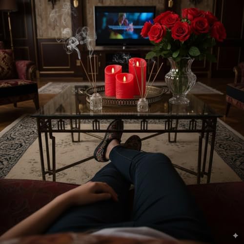 VENTA Flickering Flameless Candles with Remote Control - Led Candles Battery Operated - Battery Operated Candle for Decoration Table, Timer & Dimmer Features, Set - 3Pcs (4",5",6") (Red) - color: Red