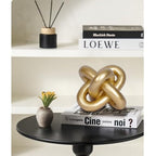 Gold Knot Statue Decor Modern Geometric Round Sculpture Table Sculptures and Figurines Round Decorative Ornaments Knick Knacks Home Decor for Shelves Coffee Table Bookshelf Decoration Gifts - style: gold knot