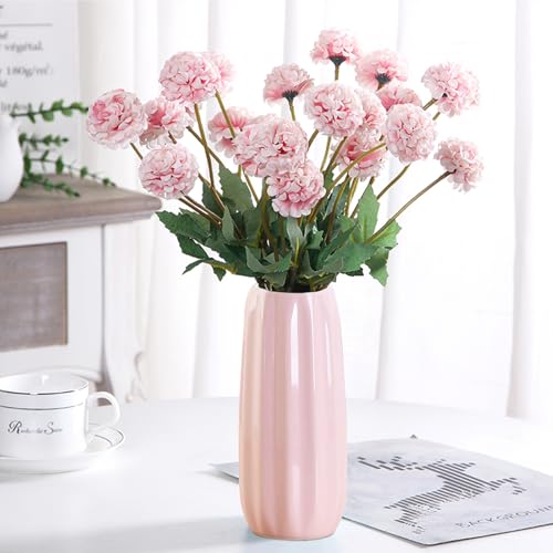 Pink Ceramic Vase 7.3 Inch - Glossy Minimalist Nordic Flower Vase for Home Decor, Perfect for Dried/Fresh Flowers, Wedding Centerpiece, Housewarming Gift for Christmas, Mother’s Day, Valentine’s Day - color: Pink