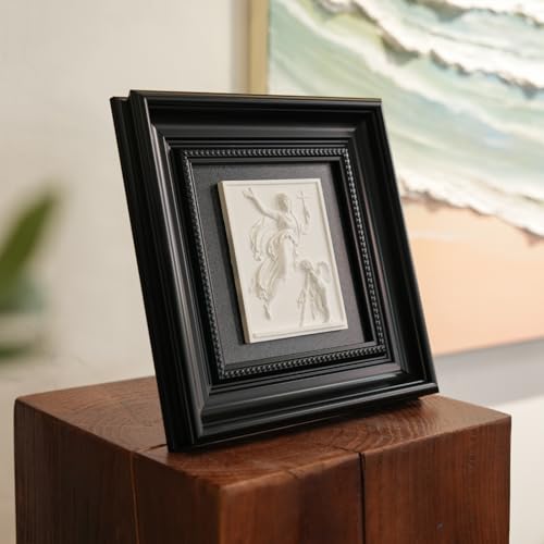 FOLKOR LIFE Framed Black and White Wall Art Sculpture for Modern Classical Decor, Framed Plaster Relief Hanging Sculpture for Wall Decor, Room, Office, Hallway, Entryways Decoration, New Home Gift - color: Figure 2