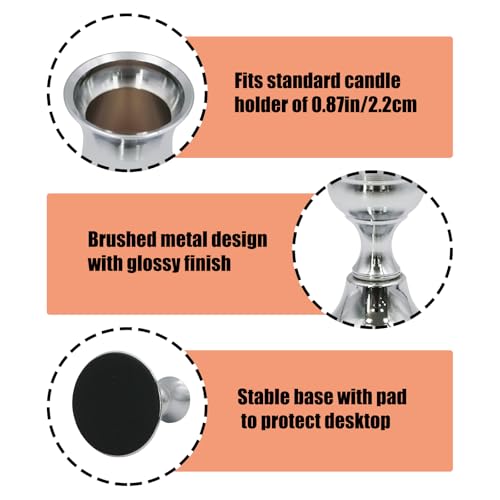 2 Pcs Silver Taper Candle Holders 2.8 Inch Vintage Short Skinny Metal Candlestick Holders for Table Centerpieces - color: Silver