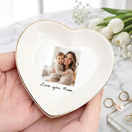 Noni Personalized Mom Photo Jewelry Dish, Custom Ceramic Trinket Tray for Grandma, Birthday Ring Dish Gift, Moms Day Gift from Daughter, Love You Mama Present 2 - color: Style2